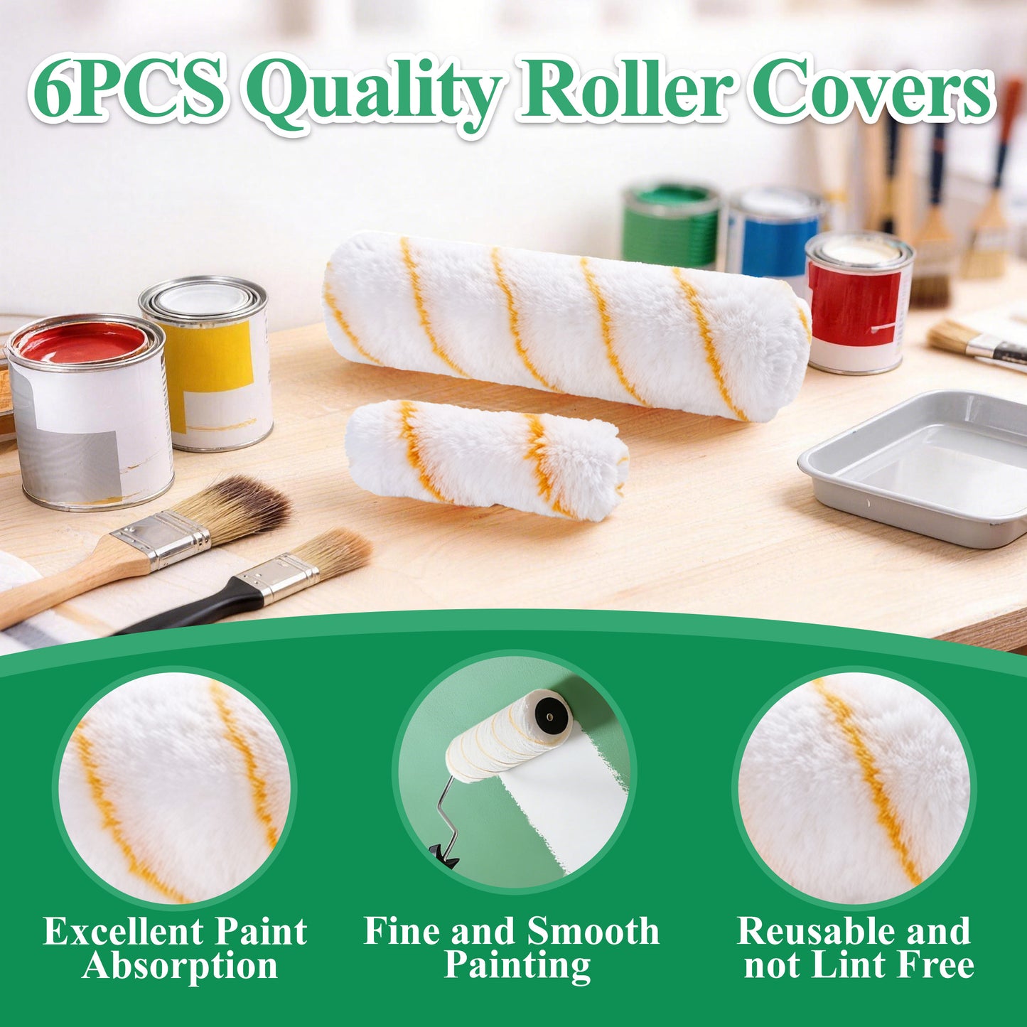 punada 5 FT Paint Roller Kit with Extension Pole, 9 Inch Paint Roller with Tray, 4 Inch Small Paint Roller, 4 FT Stainless Steel Pole, 10 Piece Painting Tool Set Suitable for House & Wall Painting