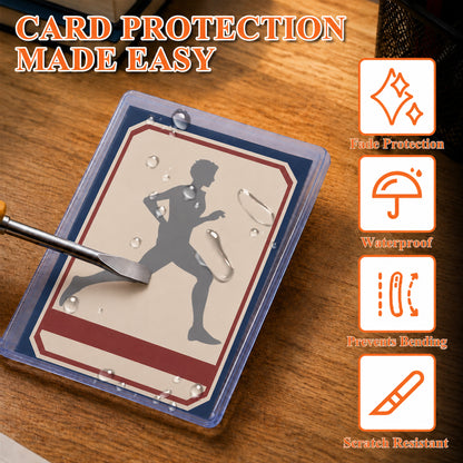 punada 200 Pack Card Sleeves and Top Loaders, 3" x 4" Hard Plastic Trading Card Holders, Baseball Card Protectors for Sports Cards, 100 Hard + 100 Soft Sleeves