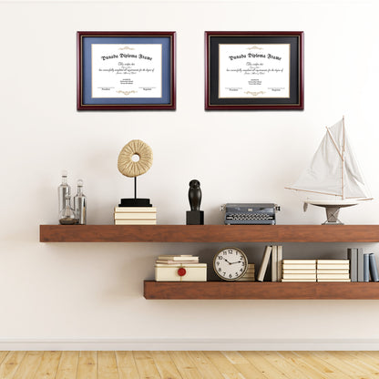 punada Diploma Frame 8.5x11 with Blue Over Gold Mat or 11x14 without Mat, Certificate Degree, Wood Grain with Gold Trim, Graduation Gift