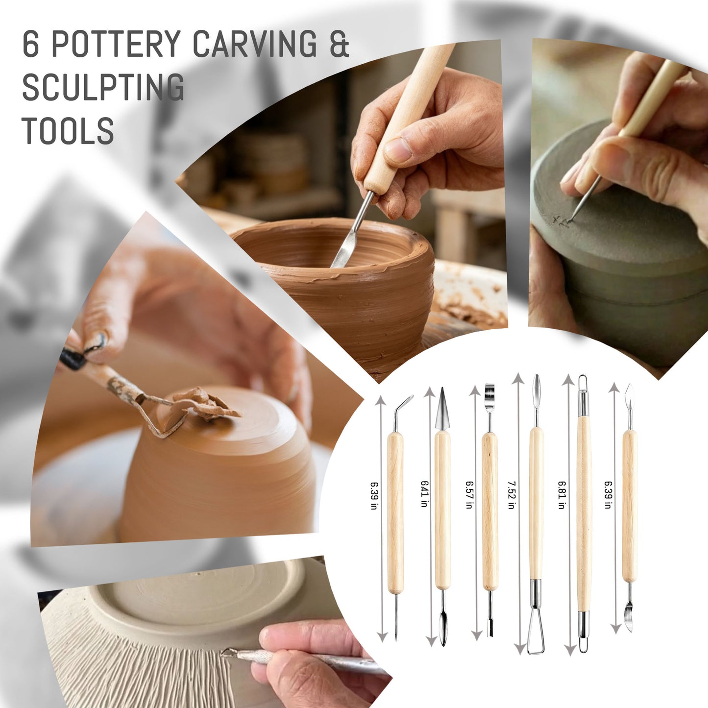 punada Clay Tools Kit 39PCS, Clay Sculpting Tools with Silicone Tips, Wooden & Plastic Pottery Tools for Polymer Clay & Air Dry Clay, Modeling, Carving, Shaping, Detailing Set with Storage Bag