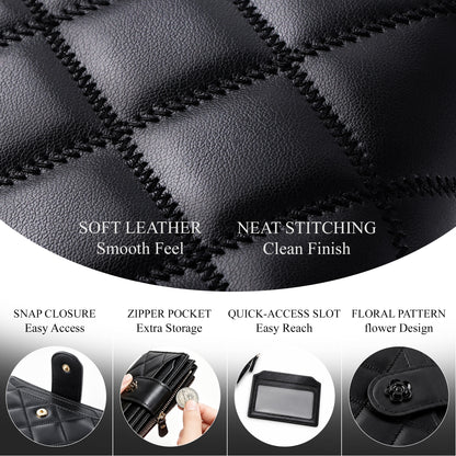 punada Women Bifold Wallet, PU Leather Slim Credit Card Holder with Zipper Coin Pocket, ID Window & Multiple Card Slots, Compact Daily Purse
