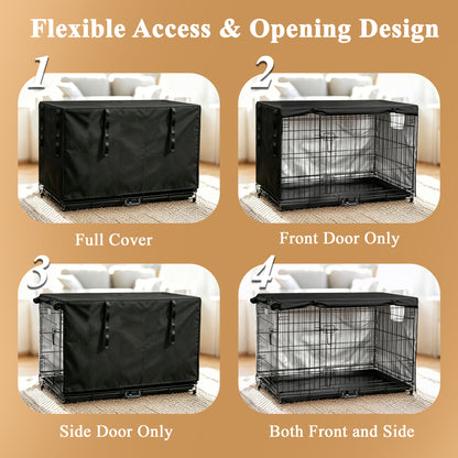 punada Dog Crate Cover 42 Inch, Dog Kennel Cover for Wire Crates with 4-Side Zipper Open Design and 2 Window Panels, Privacy Covers for Indoor Use