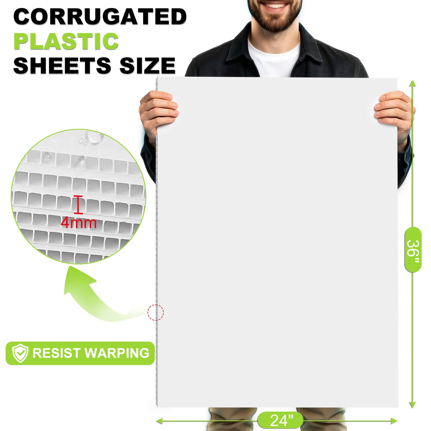 punada Corrugated Plastic Board, 5 Packs 24 x 36 Inch Corrugated Plastic Sheet, Waterproof Poster Board Custom Blank Yard Signs for Outdoor Estate Garage Sale, Birthday Party, Parking, Guidepost