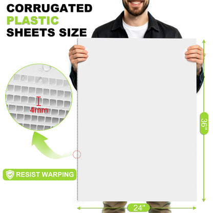 punada Corrugated Plastic Board, 5 Packs 24 x 36 Inch Corrugated Plastic Sheet, Waterproof Poster Board Custom Blank Yard Signs for Outdoor Estate Garage Sale, Birthday Party, Parking, Guidepost