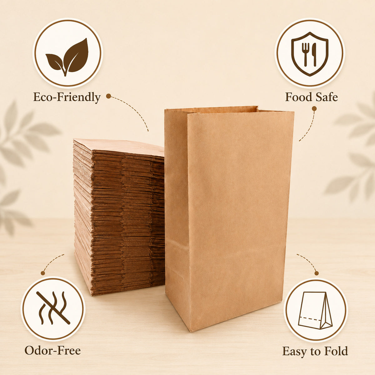 punada Paper Lunch Bags 150 Count, 4 lb Brown Kraft Lunch Bags, Bulk Disposable Lunch Sacks, Small Blank Bags for Snacks, Sandwiches, Groceries, Arts and Crafts, Gift Packaging