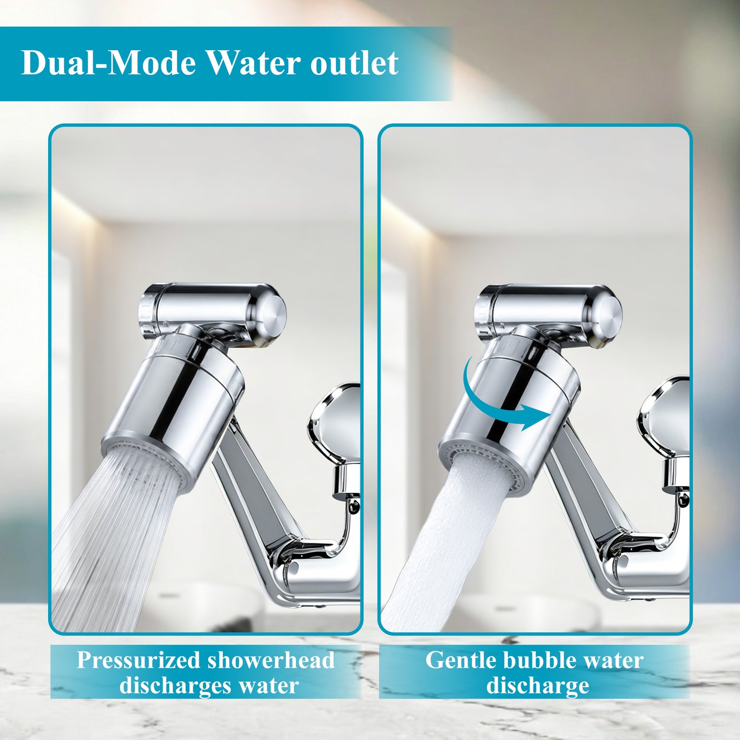 punada Faucet Extender, 1440° Swivel Faucet Aerator with 2 Flow Modes, Rotatable Multifunctional Sink and Kitchen Spray Attachment, Universal U-Shaped Faucet Extender for Bathroom and Kitchen Use
