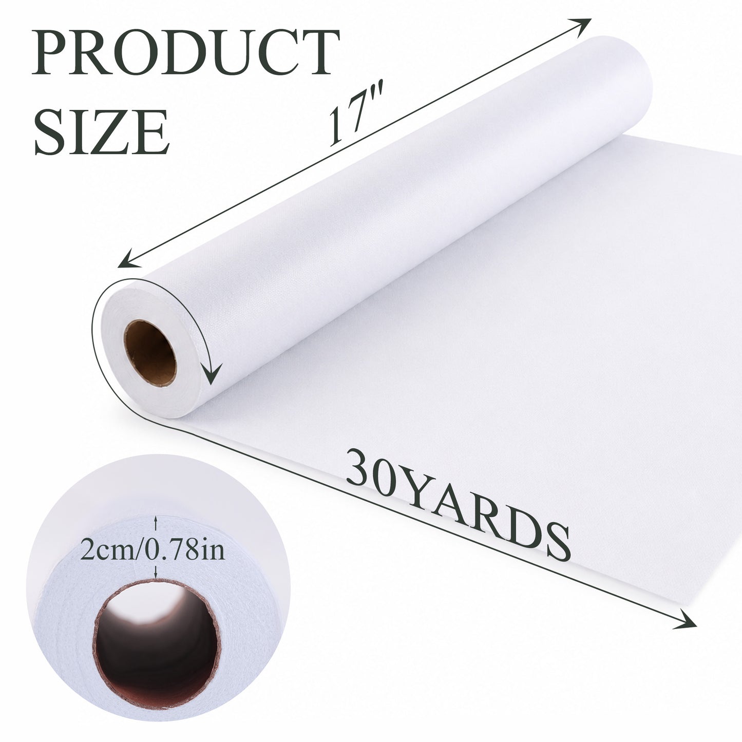 punada Fusible Interfacing for Sewing, 17in x 30yd Medium Weight Iron-on Non-Woven Single-Sided Interfacing for DIY Craft Supplies, Quilting, Shirt Plackets and Dresses, White