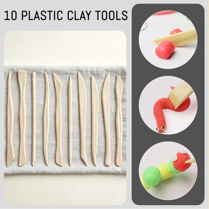 punada Clay Tools Kit 39PCS, Clay Sculpting Tools with Silicone Tips, Wooden & Plastic Pottery Tools for Polymer Clay & Air Dry Clay, Modeling, Carving, Shaping, Detailing Set with Storage Bag