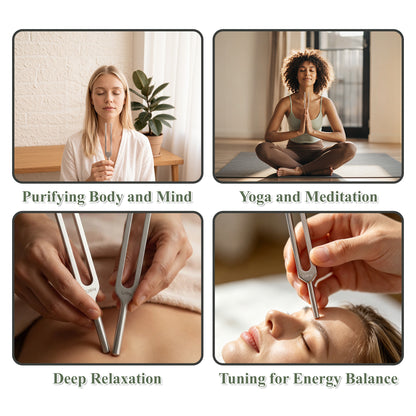 punada Tuning Forks for Healing Set, 128Hz, 136.1Hz, 512Hz, 528Hz Tuning Forks with Activator, Mallet & Bag, for Meditation, Yoga, Relaxation, Sound Healing at Home, Spa, Studio