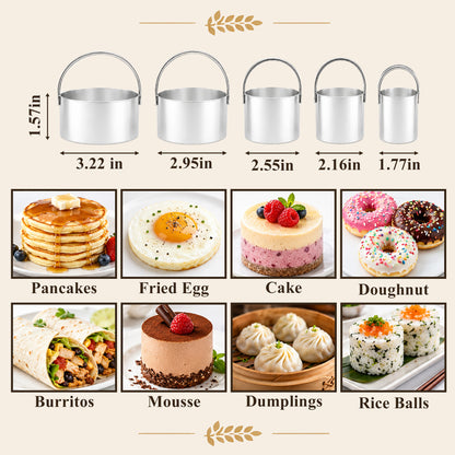 punada Stainless Steel Biscuit Cutter Set, Pastry Blender, Pastry Scraper, Round Cookie Cutters with Handle, Flour Sifter Ball for Baking, Pastry Cutter Set, Professional Baking Dough Tools (4 Pcs)