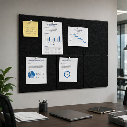 punada Cork Boards for Walls 6 Pack 36" x 24" Felt Bulletin Board Tiles with Adhesive Backing and Push Pins Cork Board Alternative for Home Office Pin Board for Notes Photos