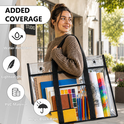 punada 2 Pack Large Art Portfolio Bag, 30.31 x 24.4 Inch Poster Storage Bag with Handle and Pocket for Artwork, Anchor Charts & Classroom Organization