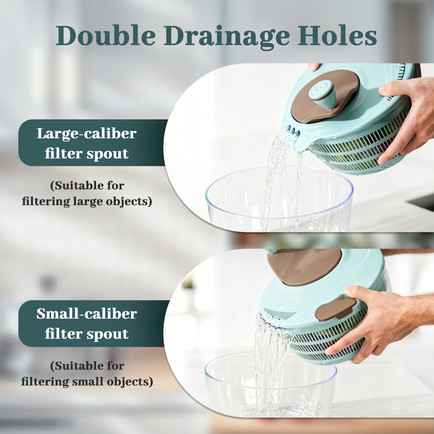 punada Salad Spinner with Double Drainage Holes, 4.2 Quart Salad Dryer with Non-Slip Base & Crank for Washing, Spinning, Vegetable Fruit Washer
