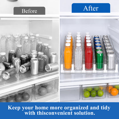punada Drink Organizer for Fridge, Automatic Pusher Glide Soda Can Organizer for Refrigerator, 5 Rows Fridge Drink Organizer, Adjustable Width-Holds up to 25 Cans,White