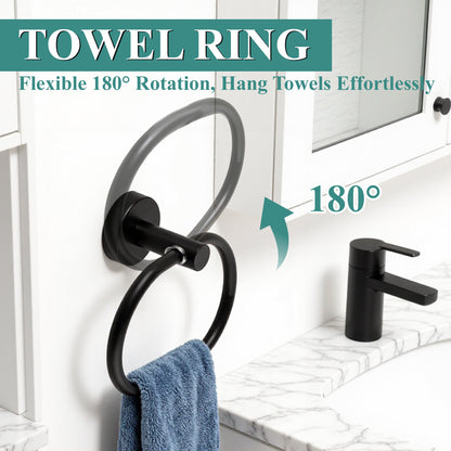punada 10 pcs Matte Black Bathroom Hardware Set, Stainless Steel Bathroom Accessories Set with Toilet Paper Holder, Towel Ring & Hooks, Towel Bar Set for Home, Towel Racks for Bathroom Wall Mounted