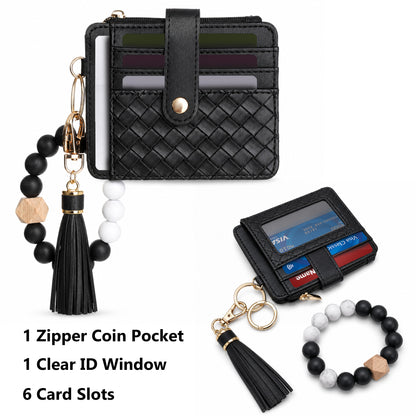 punada Wristlet Keychain Wallet for Women, Slim Credit Card Holder with Key Ring, ID Window, Zipper Coin Pocket, Multiple Card Slots & Wrist Strap for Daily Carry