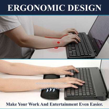 punada Keyboard Wrist Rest, Ergonomic Memory Foam Wrist Rest and Mouse Pad Set with Cup Coaster, Comfortable Stable Grip, Wrist Rest for Computer Keyboard for Typing, Gaming, Office, and Home