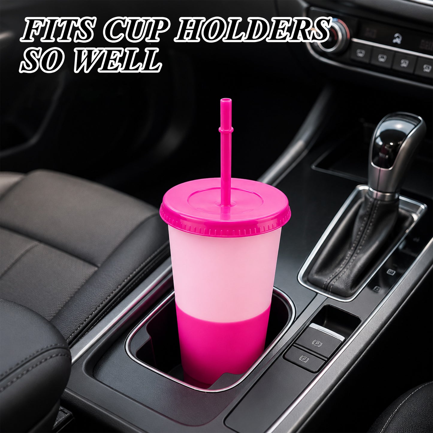punada Reusable Cups with Lids and Straws, 6 Pack 24oz Color Changing Plastic Tumblers Set, Reusable Iced Coffee Travel Mugs, Drinking Cups for Party, Travel & Daily Use