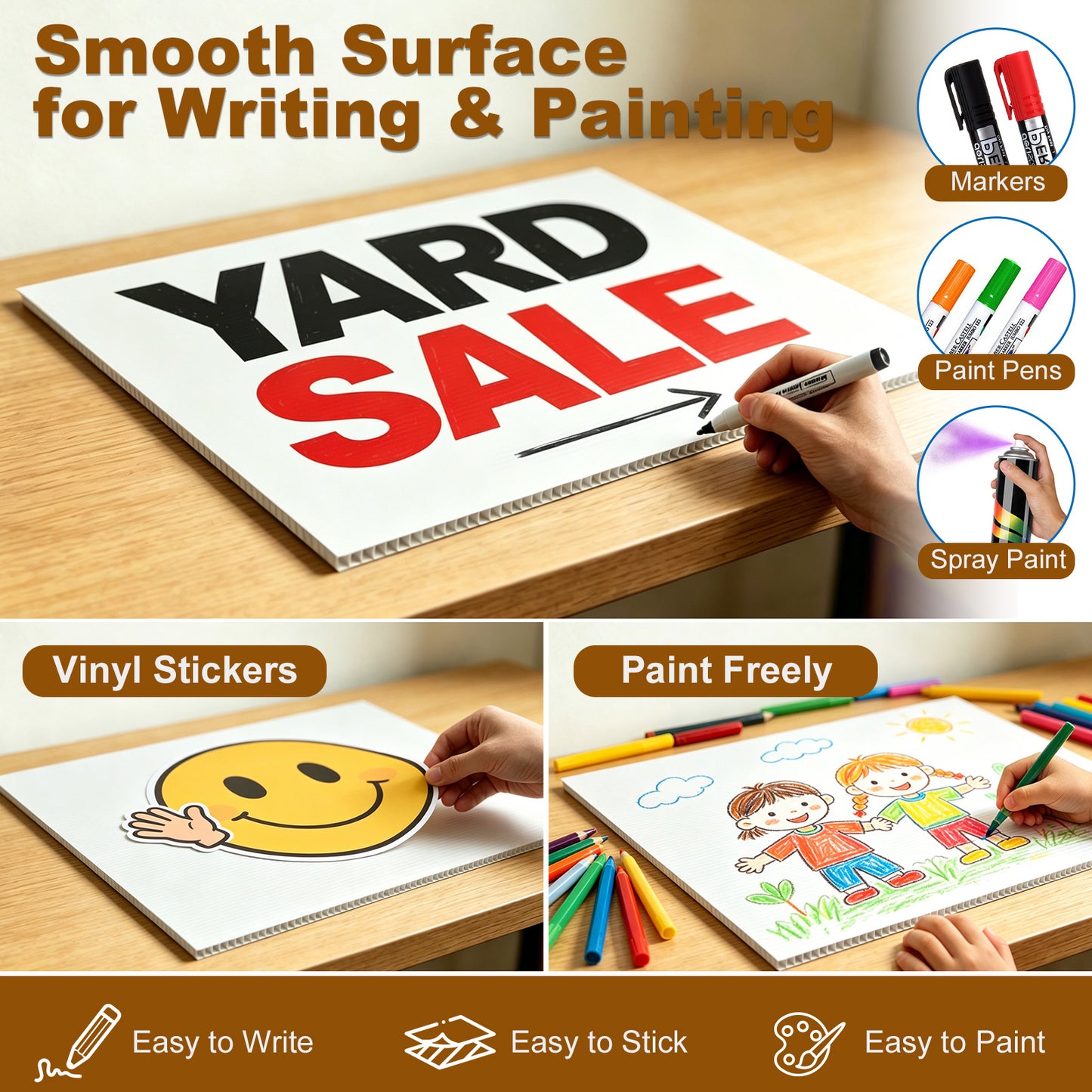punada Corrugated Plastic Board, 12 Packs 24 x 18 Inch Corrugated Plastic Sheet, Waterproof Poster Board Custom Blank Yard Signs for Outdoor Estate Garage Sale, Birthday Party, Parking, Guidepost