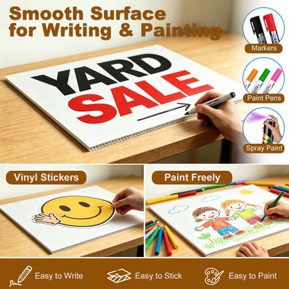 punada Corrugated Plastic Board, 12 Packs 24 x 18 Inch Corrugated Plastic Sheet, Waterproof Poster Board Custom Blank Yard Signs for Outdoor Estate Garage Sale, Birthday Party, Parking, Guidepost