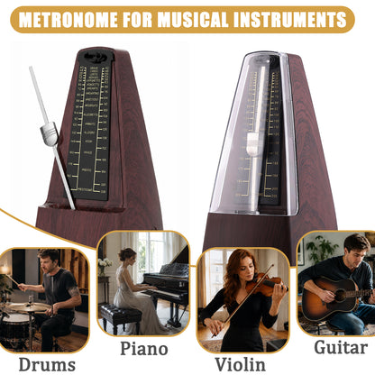 punada Mechanical Metronome for Piano Guitar, Wood Grained Loud Sound and Multiple Beat Modes, Accurate Beat for Beginners 1 Pack