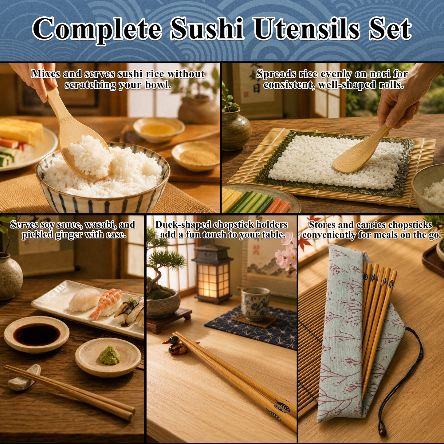 punada 27 Pack Sushi Making Kit for Beginners, Sushi Bazooka Roller, Bamboo Mats, Nigiri Mold with Knife, Chopsticks and Guide Book