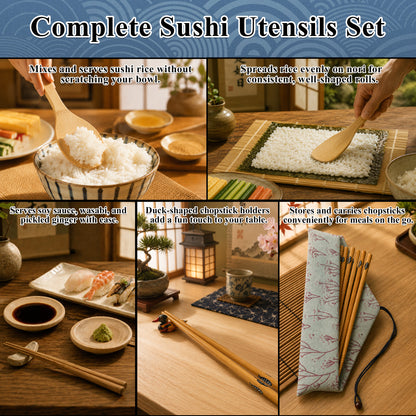 punada 27 Pack Sushi Making Kit for Beginners, Sushi Bazooka Roller, Bamboo Mats, Nigiri Mold with Knife, Chopsticks and Guide Book