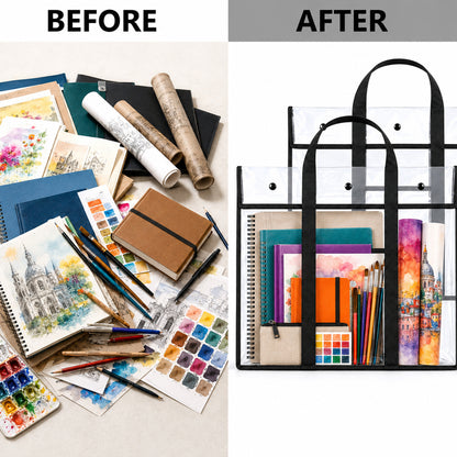 punada 2 Pack Large Art Portfolio Bag, 30.31 x 24.4 Inch Poster Storage Bag with Handle and Pocket for Artwork, Anchor Charts & Classroom Organization