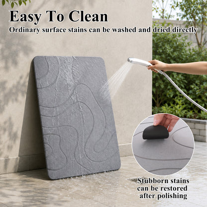 punada Stone Bath Mat, Quick-Dry Non-Slip Diatomaceous Earth Bath Mat, Super Absorbent Stone Shower Mat for Bathroom Floor, Easy to Clean, 23.6 x 15.4 Inch Grey
