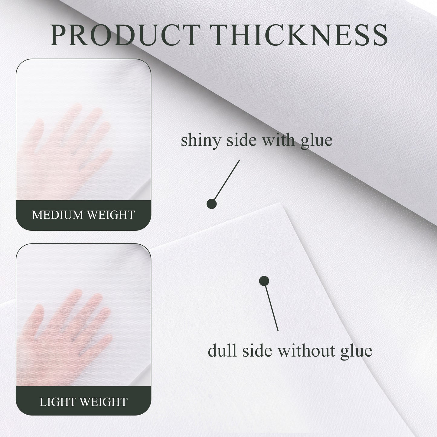 punada Fusible Interfacing for Sewing, 17in x 30yd Medium Weight Iron-on Non-Woven Single-Sided Interfacing for DIY Craft Supplies, Quilting, Shirt Plackets and Dresses, White