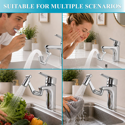 punada Faucet Extender, 1440° Swivel Faucet Aerator with 2 Flow Modes, Rotatable Multifunctional Sink and Kitchen Spray Attachment, Universal U-Shaped Faucet Extender for Bathroom and Kitchen Use
