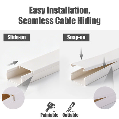 punada Cord Hider, 157in Cable Management Raceway Kit, Wire Covers for Cords on Wall, Paintable Cable Concealer & Cord Hider for Wall Mounted TV, 1.18" (W) x 0.59" (H), White
