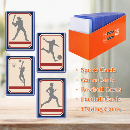 punada 200 Pack Card Sleeves and Top Loaders, 3" x 4" Hard Plastic Trading Card Holders, Baseball Card Protectors for Sports Cards, 100 Hard + 100 Soft Sleeves