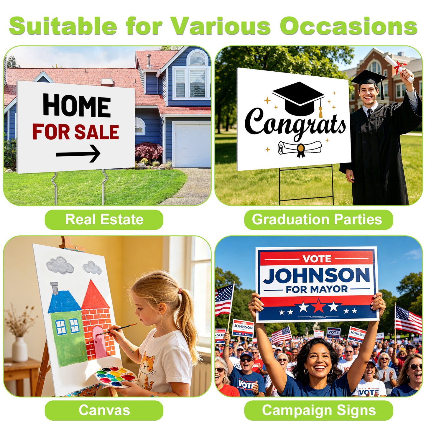 punada Corrugated Plastic Board, 5 Packs 24 x 36 Inch Corrugated Plastic Sheet, Waterproof Poster Board Custom Blank Yard Signs for Outdoor Estate Garage Sale, Birthday Party, Parking, Guidepost