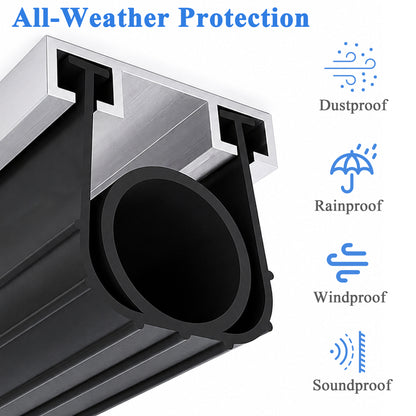 punada Garage Door Seal 10ft Bottom Rubber, PVC Weather Stripping Replacement with 5/16" T-End U+O Ring, Weatherproof Garage Door Seal, Blocks Drafts, Dust & Noise, Easy Install