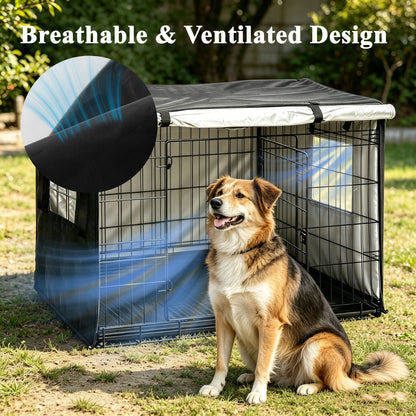 punada Dog Crate Cover 42 Inch, Dog Kennel Cover for Wire Crates with 4-Side Zipper Open Design and 2 Window Panels, Privacy Covers for Indoor Use