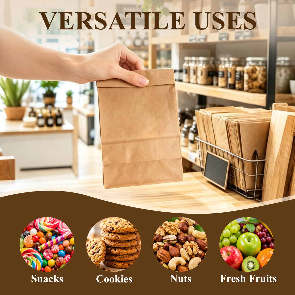 punada Paper Lunch Bags 150 Count, 4 lb Brown Kraft Lunch Bags, Bulk Disposable Lunch Sacks, Small Blank Bags for Snacks, Sandwiches, Groceries, Arts and Crafts, Gift Packaging
