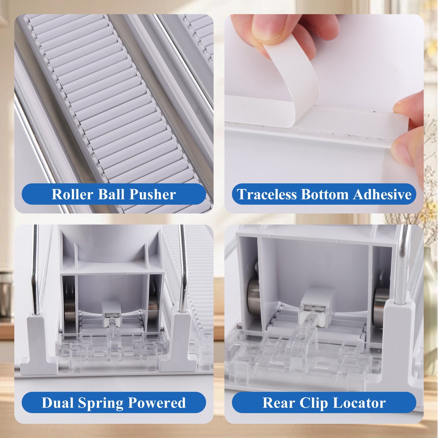 punada Drink Organizer for Fridge, Automatic Pusher Glide Soda Can Organizer for Refrigerator, 5 Rows Fridge Drink Organizer, Adjustable Width-Holds up to 25 Cans,White