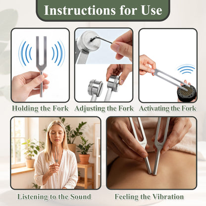 punada Tuning Forks for Healing Set, 128Hz, 136.1Hz, 512Hz, 528Hz Tuning Forks with Activator, Mallet & Bag, for Meditation, Yoga, Relaxation, Sound Healing at Home, Spa, Studio