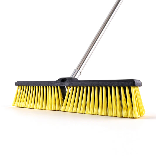 punada 18 inch Push Broom Outdoor, Heavy Duty Outdoor Broom with 61" Long Handle and Stiff Bristles for Cleaning Indoor Tile Deck Driveway Garage Yard Patio Concrete Floor