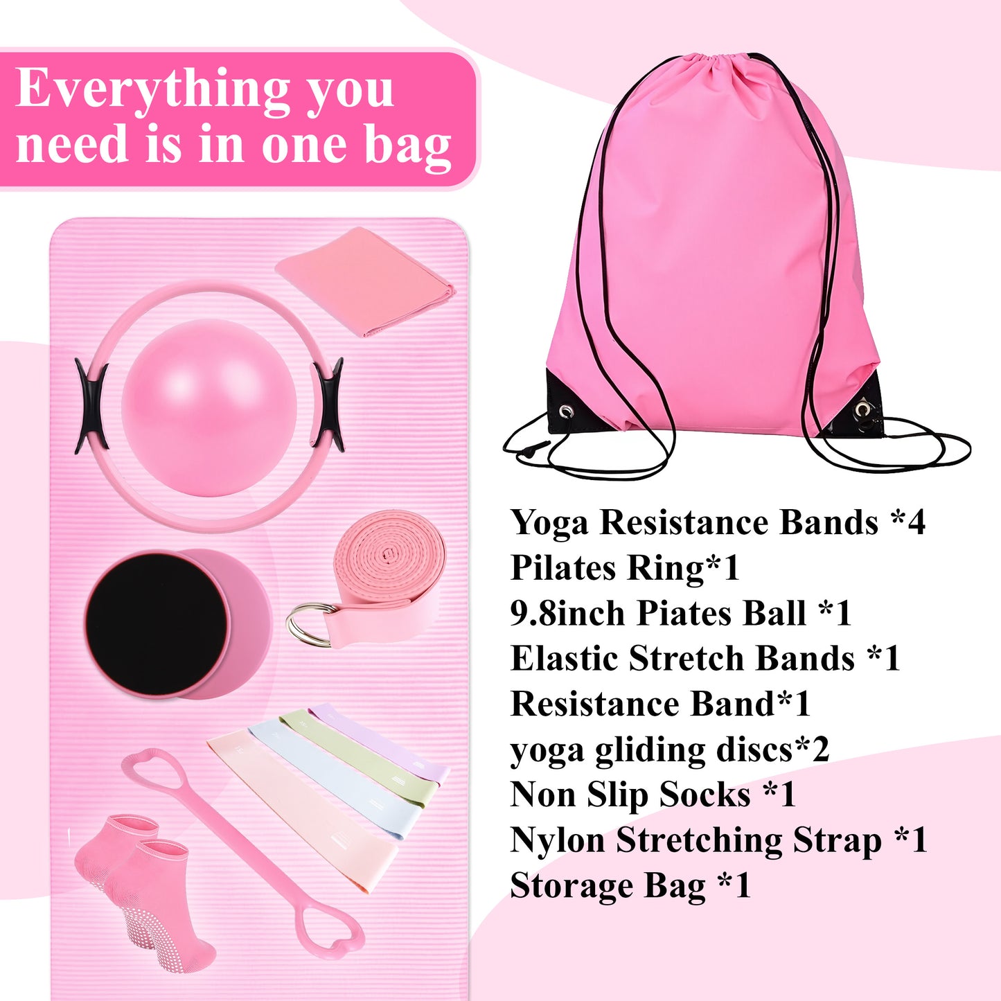 punada Pilates Kit, Pilates Essentials Kit for Women with 14" Pilates Ring and Ball, Pilates Equipment Set with Resistance Bands, Core Sliders, and Accessories for Starter Home Workout