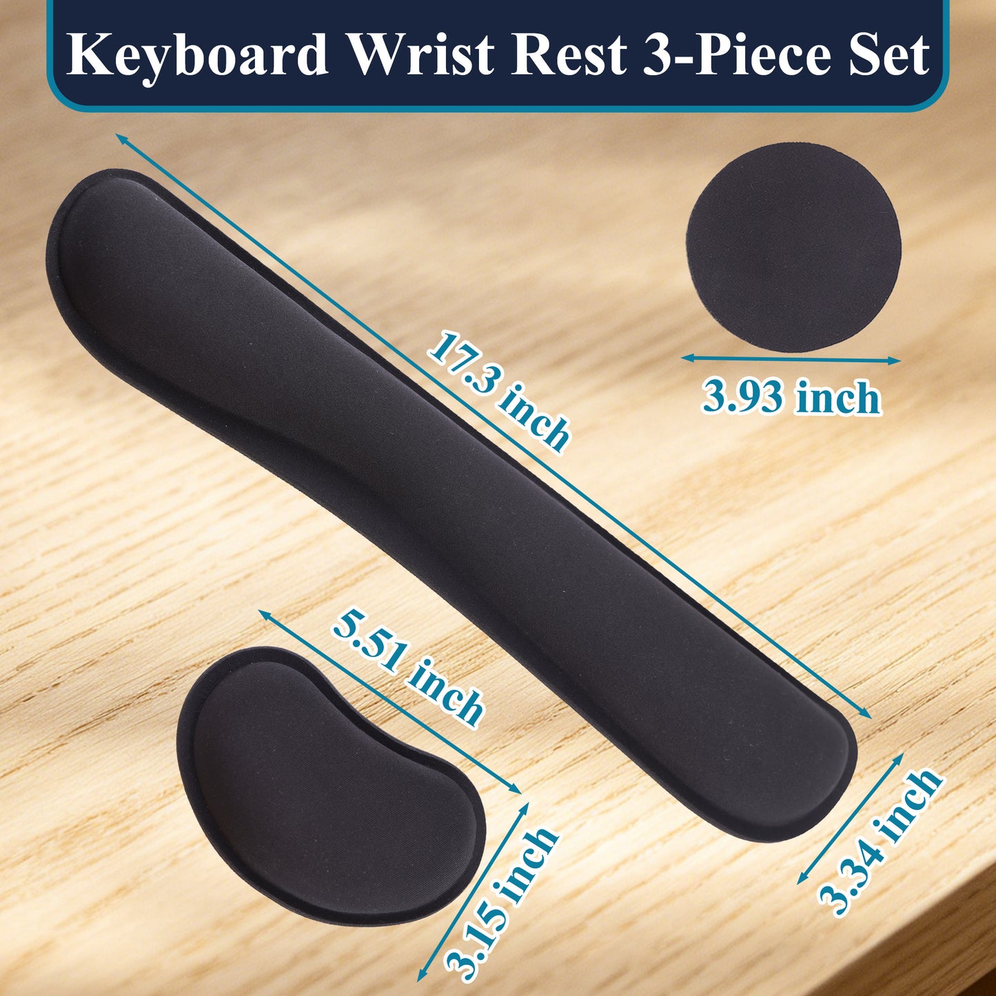 punada Keyboard Wrist Rest, Ergonomic Memory Foam Wrist Rest and Mouse Pad Set with Cup Coaster, Comfortable Stable Grip, Wrist Rest for Computer Keyboard for Typing, Gaming, Office, and Home