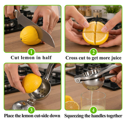 punada Lemon Squeezer, Heavy Duty Metal Hand Lime Squeezer for Maximum Juice Extraction, Large Handheld Lemon Juicer, Manual Citrus Press Juicer for Kitchen Bar