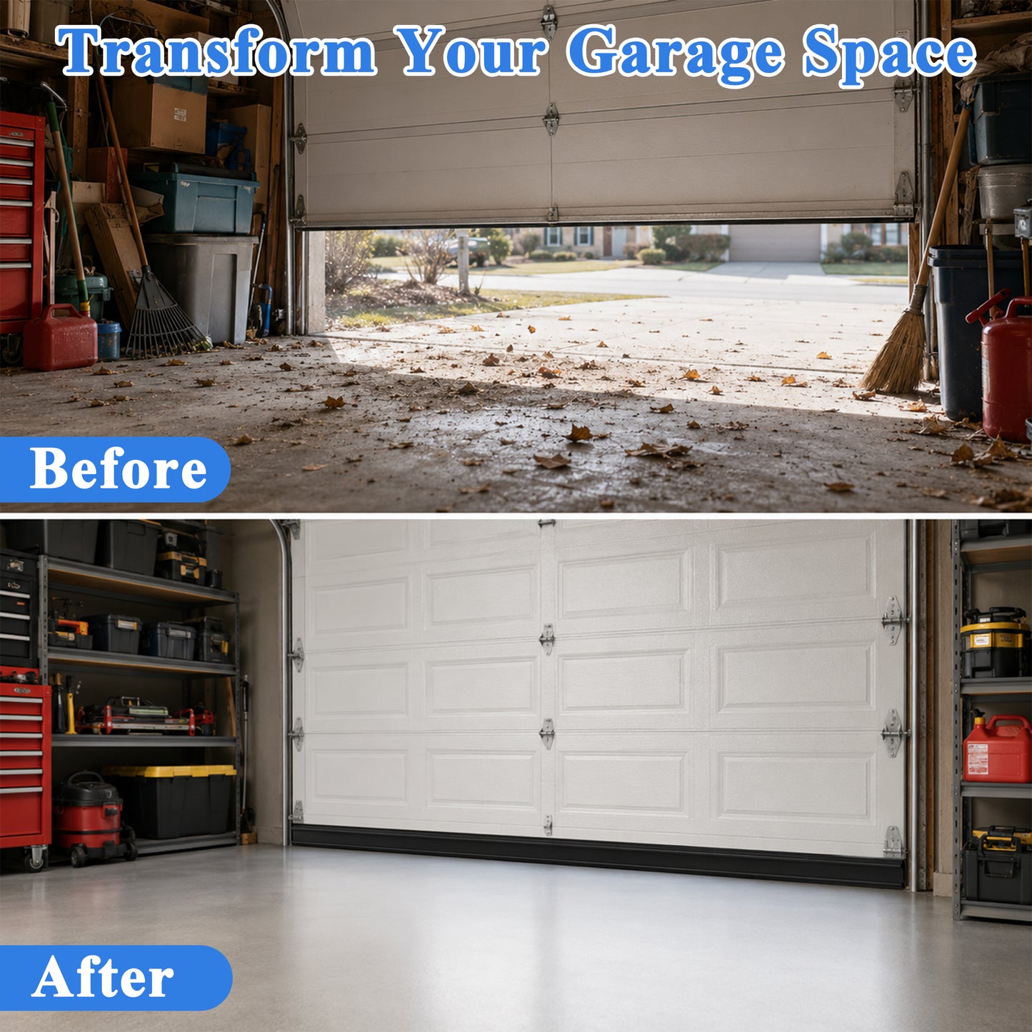 punada Garage Door Seal 10ft Bottom Rubber, PVC Weather Stripping Replacement with 5/16" T-End U+O Ring, Weatherproof Garage Door Seal, Blocks Drafts, Dust & Noise, Easy Install