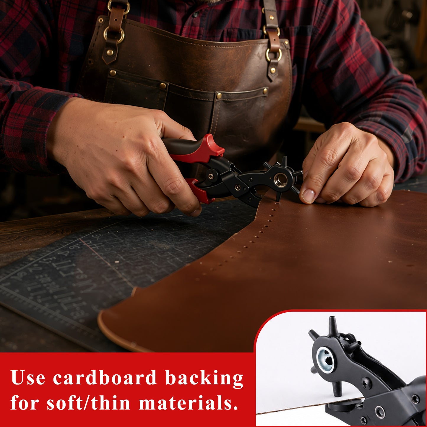 punada Leather Hole Punch, Rotary Belt Hole Puncher for Leather Multi Punch Sizes(2-4.5mm) Hole Punch for Pet Collars, Belts, Diy Home and Craft Projects