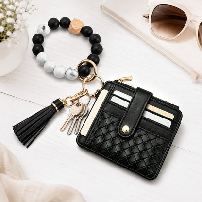 punada Wristlet Keychain Wallet for Women, Slim Credit Card Holder with Key Ring, ID Window, Zipper Coin Pocket, Multiple Card Slots & Wrist Strap for Daily Carry