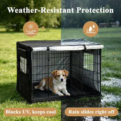 punada Dog Crate Cover 42 Inch, Dog Kennel Cover for Wire Crates with 4-Side Zipper Open Design and 2 Window Panels, Privacy Covers for Indoor Use