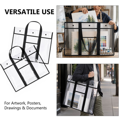 punada 2 Pack Large Art Portfolio Bag, 30.31 x 24.4 Inch Poster Storage Bag with Handle and Pocket for Artwork, Anchor Charts & Classroom Organization