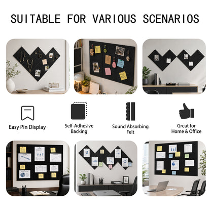 punada Cork Boards for Walls 6 Pack 36" x 24" Felt Bulletin Board Tiles with Adhesive Backing and Push Pins Cork Board Alternative for Home Office Pin Board for Notes Photos