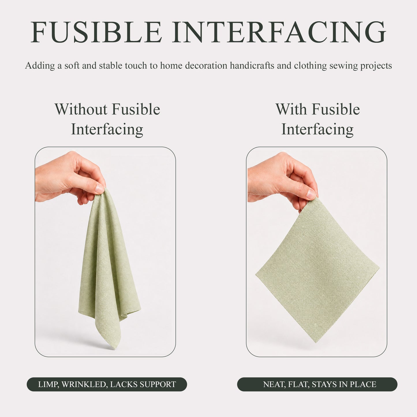 punada Fusible Interfacing for Sewing, 17in x 30yd Medium Weight Iron-on Non-Woven Single-Sided Interfacing for DIY Craft Supplies, Quilting, Shirt Plackets and Dresses, White